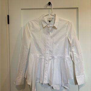 Anthropologie HD in Paris White Button-Down Peplum Shirt